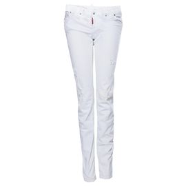 Dsquared2, Vaqueros blanco roto con efecto manchado en talla IT40/XS. Blanco