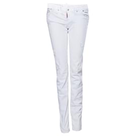Dsquared2-Dsquared2, off-white jeans with stained effect in size IT40/XS.-White