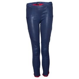 Isabel Marant, Legging de couro azul com detalhes vermelhos. Azul
