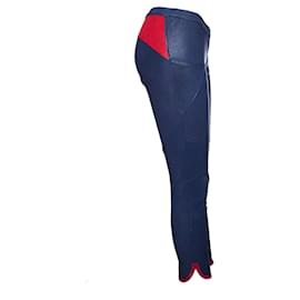 Isabel Marant-Isabel Marant, Legging de piel azul con detalles rojos..-Azul