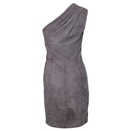 Autre Marque-Jimmy Choo for H&M, One shoulder suede dress-Grey