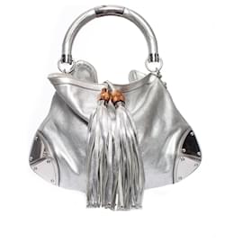 Gucci-gucci, Indy leather handbag.-Silvery