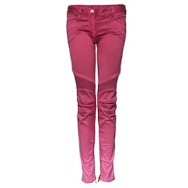 Balmain-balmain, jeans biker rosa con sfumatura di colore.-Rosa