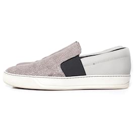 Lanvin-LANVIN, Slip-On-Sneaker aus Leder in Grau.-Grau