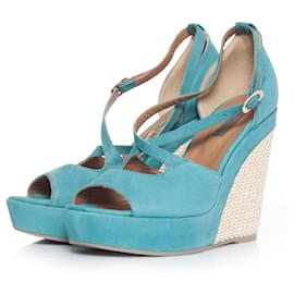 Gaspard Yurkievich-Vic, Turqouise leather espadrille sandals.-Blue,Green