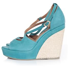 Gaspard Yurkievich-Vic, Turqouise leather espadrille sandals.-Blue,Green
