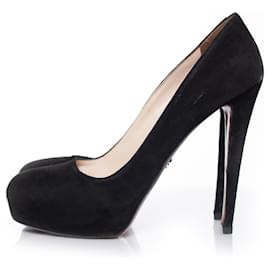 Prada-Prada, Zapatos de tacón con plataforma de ante negro.-Negro