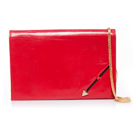 Valentino-Valentino, Vintage rote Umhängetasche aus hochglänzendem Leder-Rot