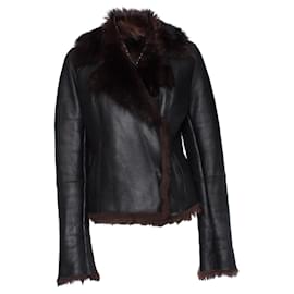 Autre Marque-Vent Couvert, Black lamb leather lammy coat.-Black