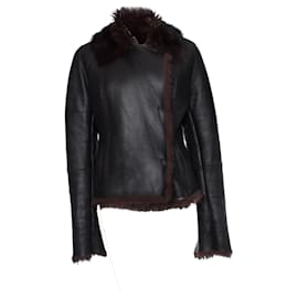 Autre Marque-Vent Couvert, Black lamb leather lammy coat.-Black