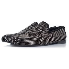 Jimmy Choo, black studded loafers Black