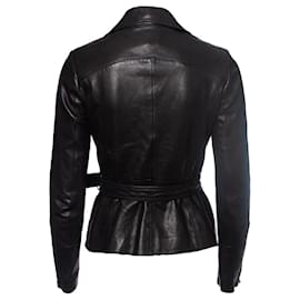 Giorgio Armani-Arma, Black Leather Biker Jacket-Black