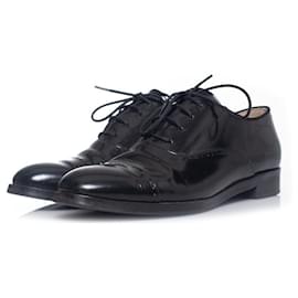 Autre Marque-olive, Patent leather lace up shoes-Black