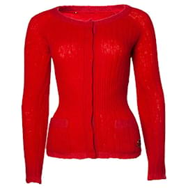 Moncler-MONCLER, Cardigan rosso-Rosso