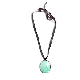 YVES SAINT LAURENT, collar de encaje con piedra turquesa Azul