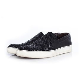 LANVIN, Woven leather slip on sneaker Black