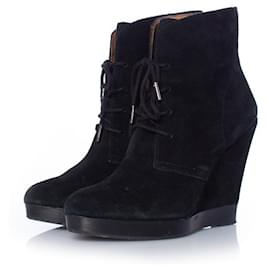 Michael Kors-Michael Kors, lace up wedge boots-Black