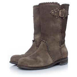 Jimmy Choo, suede biker boots Brown Green