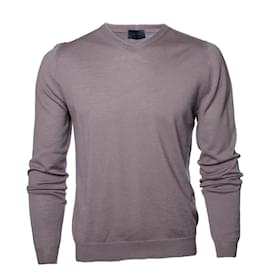 Lanvin-LANVIN, grey wool v neck sweater-Grey