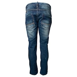Dsquared2-Dsquared2, jeans azul com arranhões e manchas de tinta-Azul