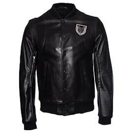 Balmain-Balmain, leather biker jacket-Black