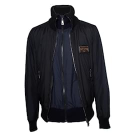 Dolce & Gabbana-Dolce & Gabbana, Bomber jacket with double zipper-Black,Blue