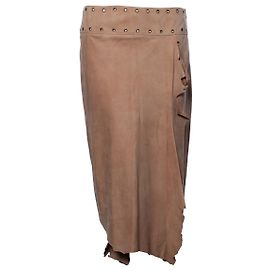 Autre Marque Enes, asymmetric suede skirt Brown