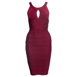 HERVE LEGER, Bodycon dress with open split Red