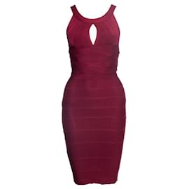 Herve Leger-HERVE LEGER, Bodycon dress with open split-Red
