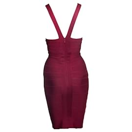 Herve Leger-HERVE LEGER, Bodycon dress with open split-Red