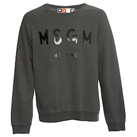 Msgm-MSGM, Green crewneck sweater with logo-Green