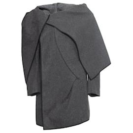 Comme Des Garcons-COMME DES GARCONS, abrigo asimétrico de lana gris-Gris