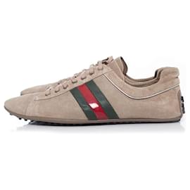 Gucci-gucci, scarpe da ginnastica beige per autisti-Marrone