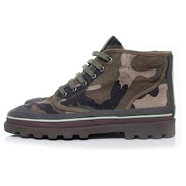 Valentino-Valentino Garavani, lace up ankle boots in camouflage print-Green