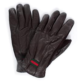 Gucci-gucci, Brown leather gloves-Brown