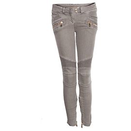 balmain, jeans da motociclista in grigio. Altro