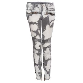 Balmain Balmaın, Vaqueros biker grises con manchas de lejía. Gris