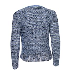 Maje-Maje, knitted fringe cardigan with lurex.-Blue