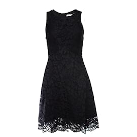Sandro-Sandro, Black sleeveless lace dress.-Black