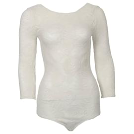 Wolford-WOLFORD, off-white flower lace bodysuit in size S.-White,Other