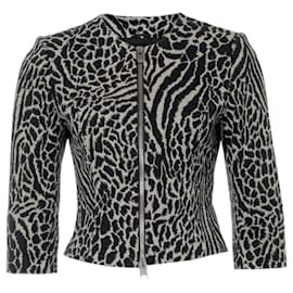 Wolford-WOLFORD, veste boléro avec noir/imprimé léopard blanc en taille S.-Noir,Blanc
