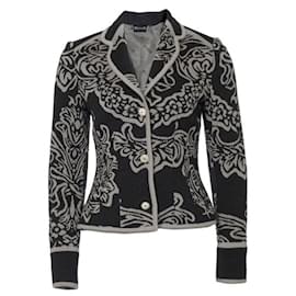 Wolford-WOLFORD, blazer grigio in lana con cashmere con stampa floreale nella taglia S.-Grigio