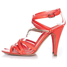 Chanel-Chanel, Coral pink patent leather sandals-Pink
