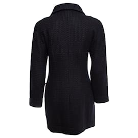 Chanel-Chanel, black and blue wool coat.-Black,Blue