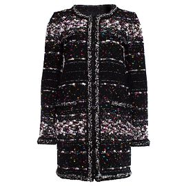 Chanel, black boucle coat with multi-colored weave Black Multiple colors