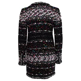 Chanel-Chanel, black boucle coat with multi-colored weave-Black,Multiple colors