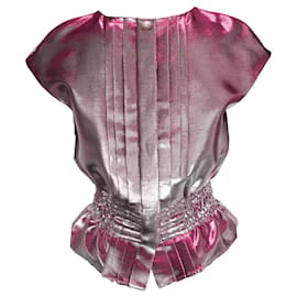 Chanel-Chanel, pink lurex pleated top-Pink