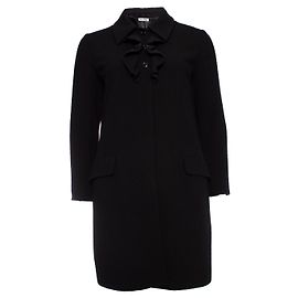 miu miu, Black wool coat with ruffles Black