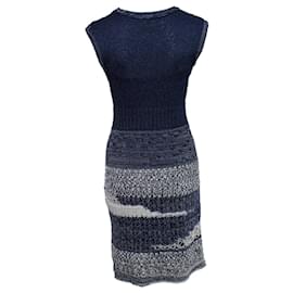 Chanel-Chanel, Blue crocheted sleeveless dress-Blue