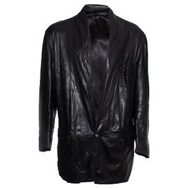 Gianni Versace VERSACE, veste blazer en cuir noir. Noir